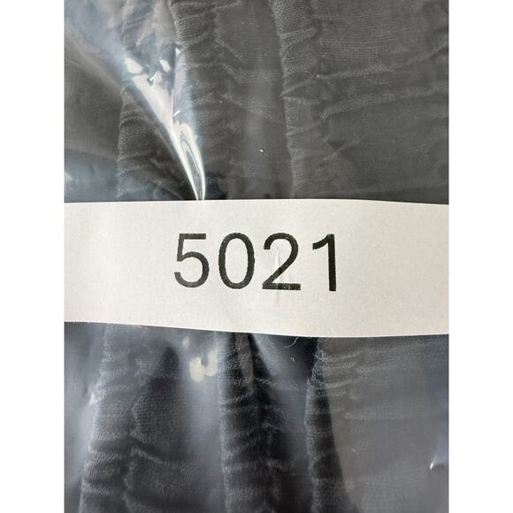 Sigrid Olsen Sz L Distressed Ankle Linen Wide Leg Pants Black Elastic Waist - Picture 9 of 9